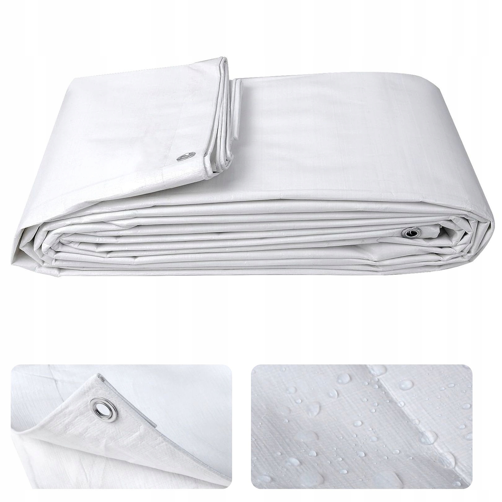 PLANDEKA BIAŁA 6x4m SUPER MOCNA GRUBA Z OCZKAMI