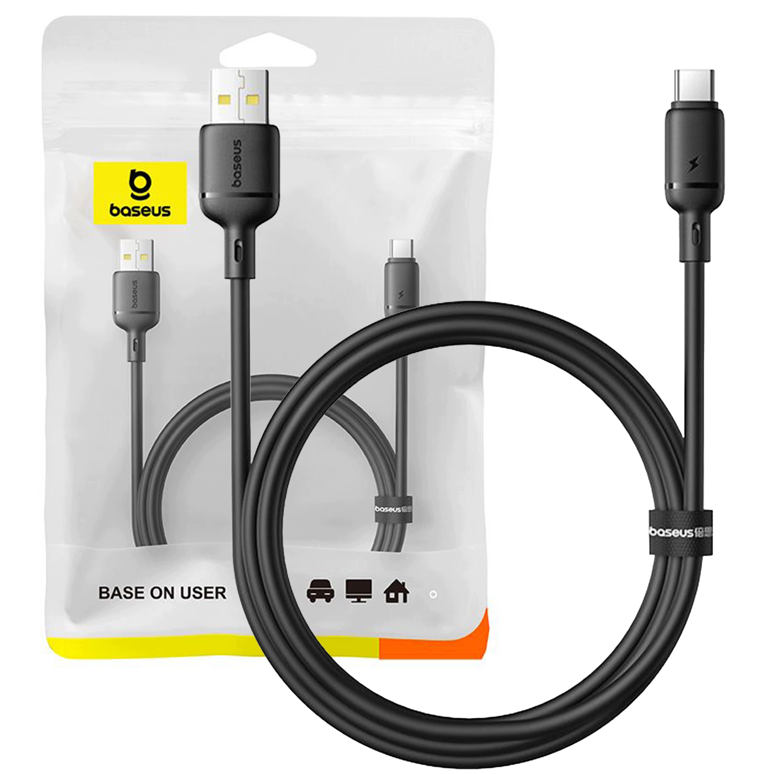 Kabel Baseus Silky 3A Usb- A Usb- C 1m czarny Baseus