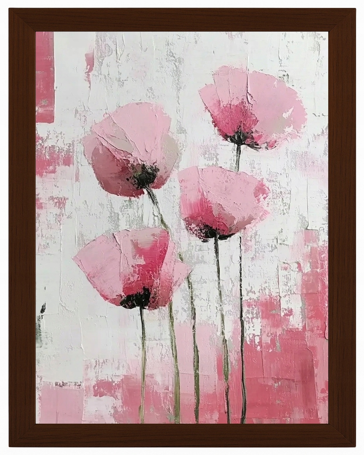 Plakát Rámeček Dřevo Olej Impasto Příroda Zahrada Jaro Květiny Máky 60x80