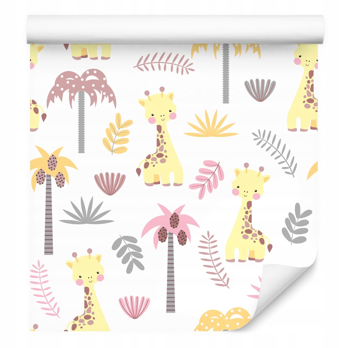 Tapeta pro děti zvířátka žirafy palmy rostliny
