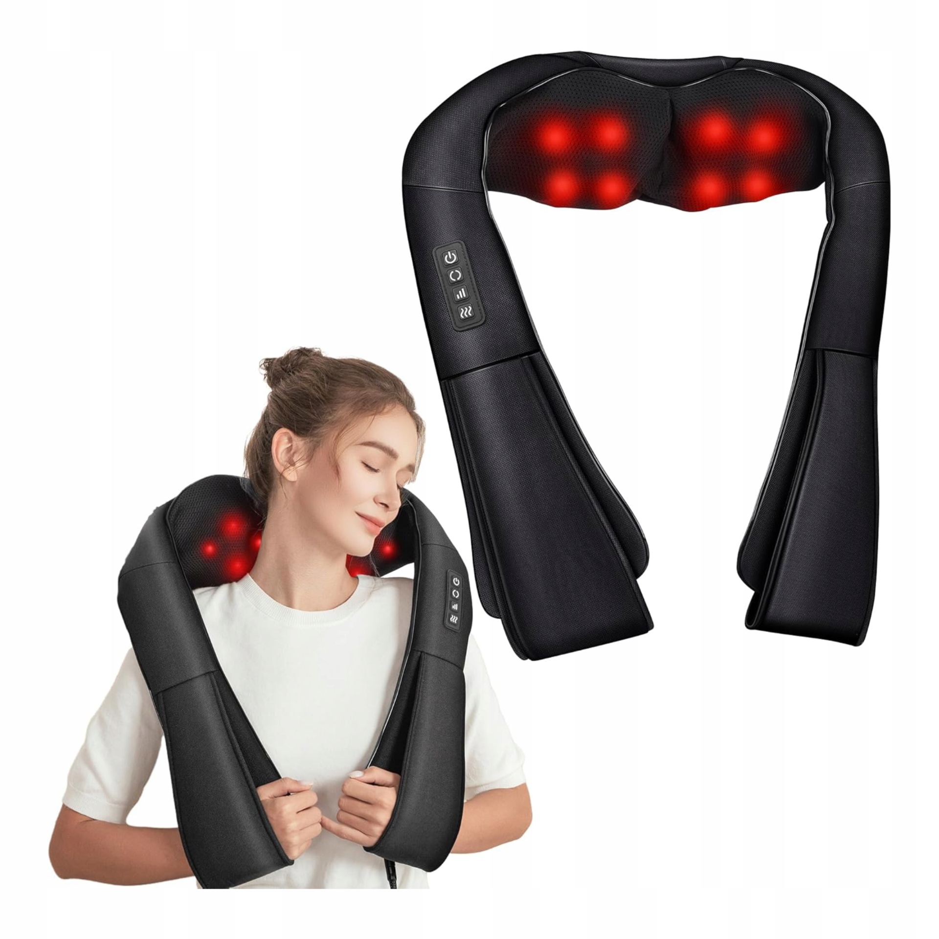 Masażer Shiatsu Do Karku Ramion Pleców Z Ogrzewaniem 3D Na Bóle Mięśni