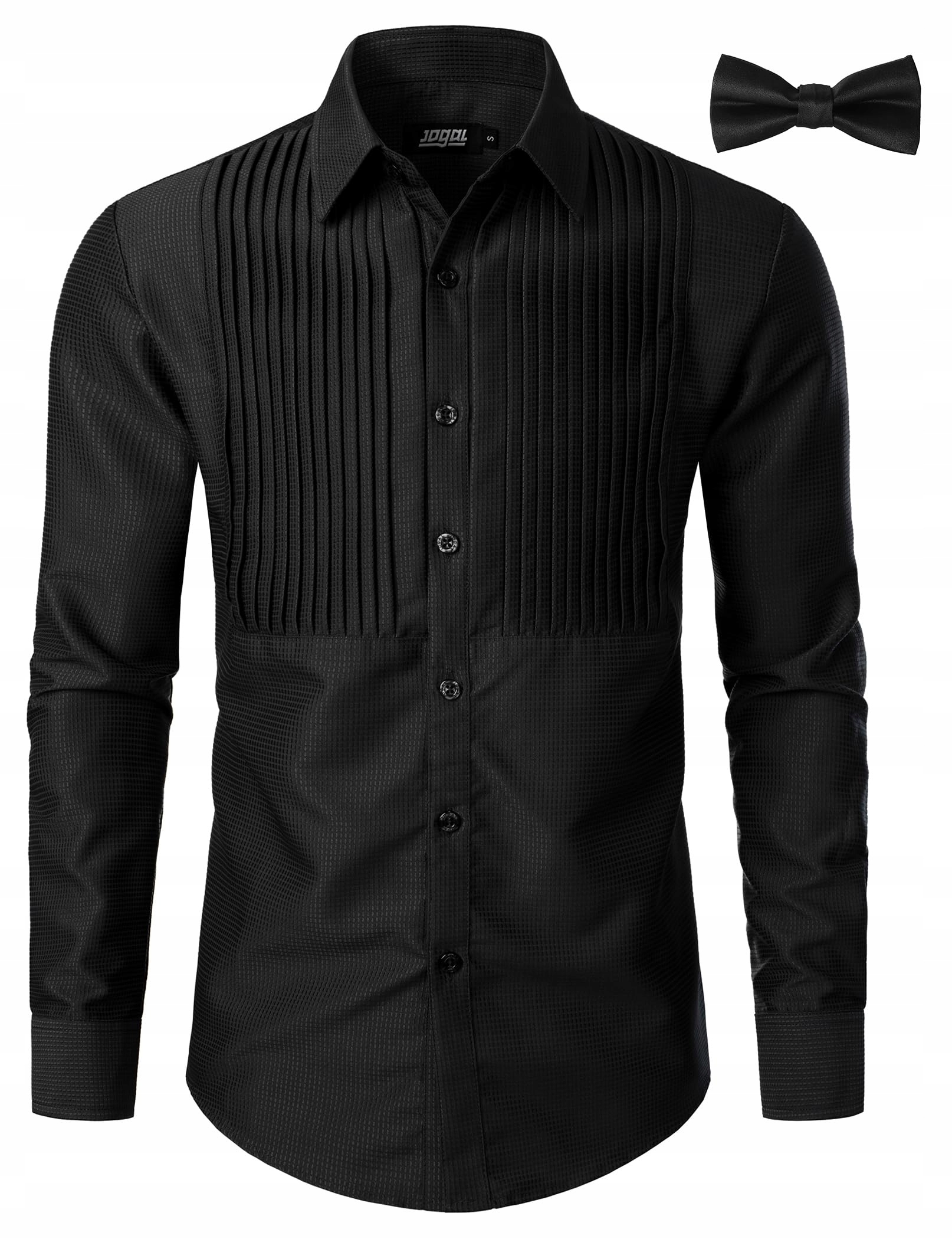 Pánská smokingová košile s dlouhým rukávem a zapínáním na Knoflíky, černá, velikost XL
