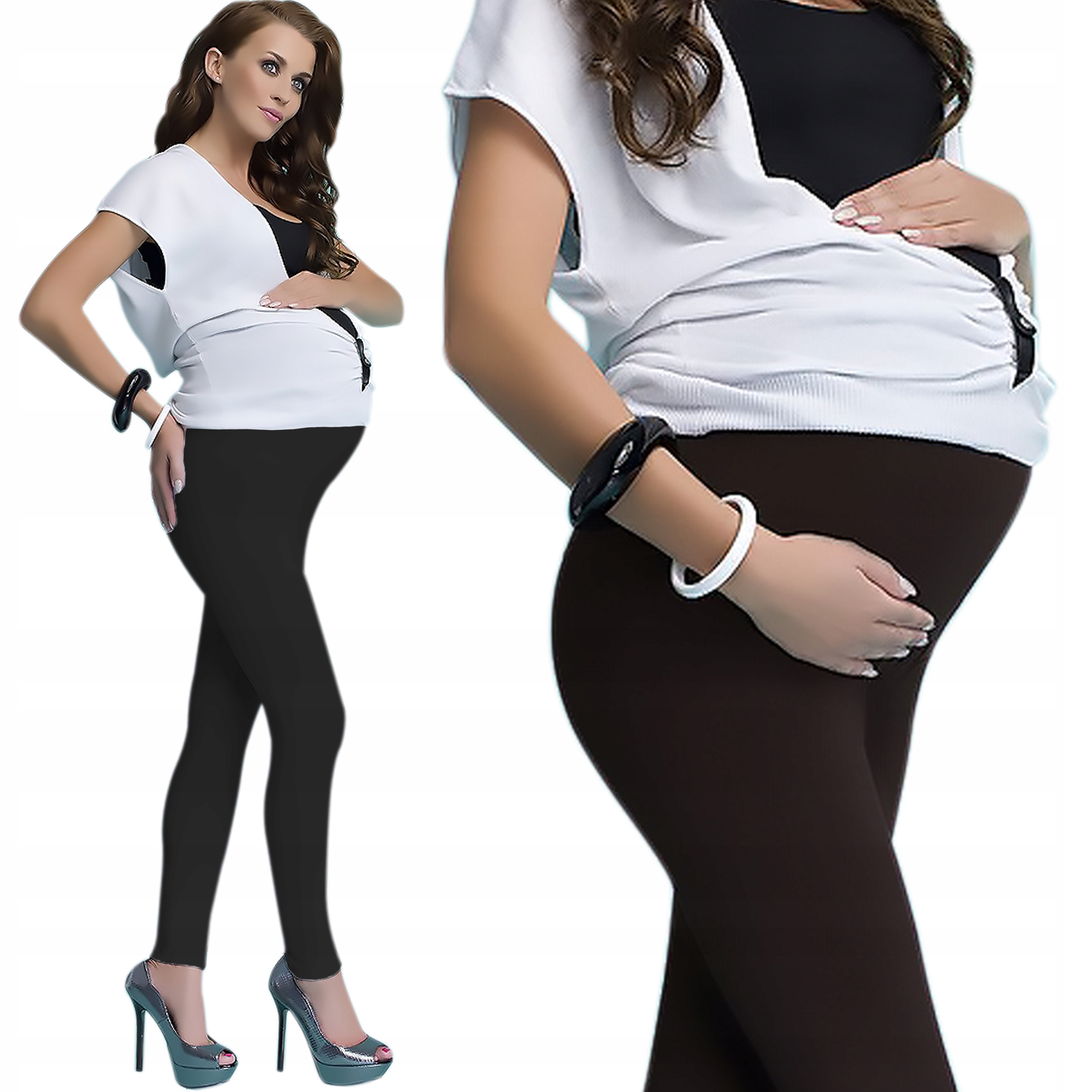 

Legginsy Ciążowe z Panelem Bawełniane Kryjące XXL