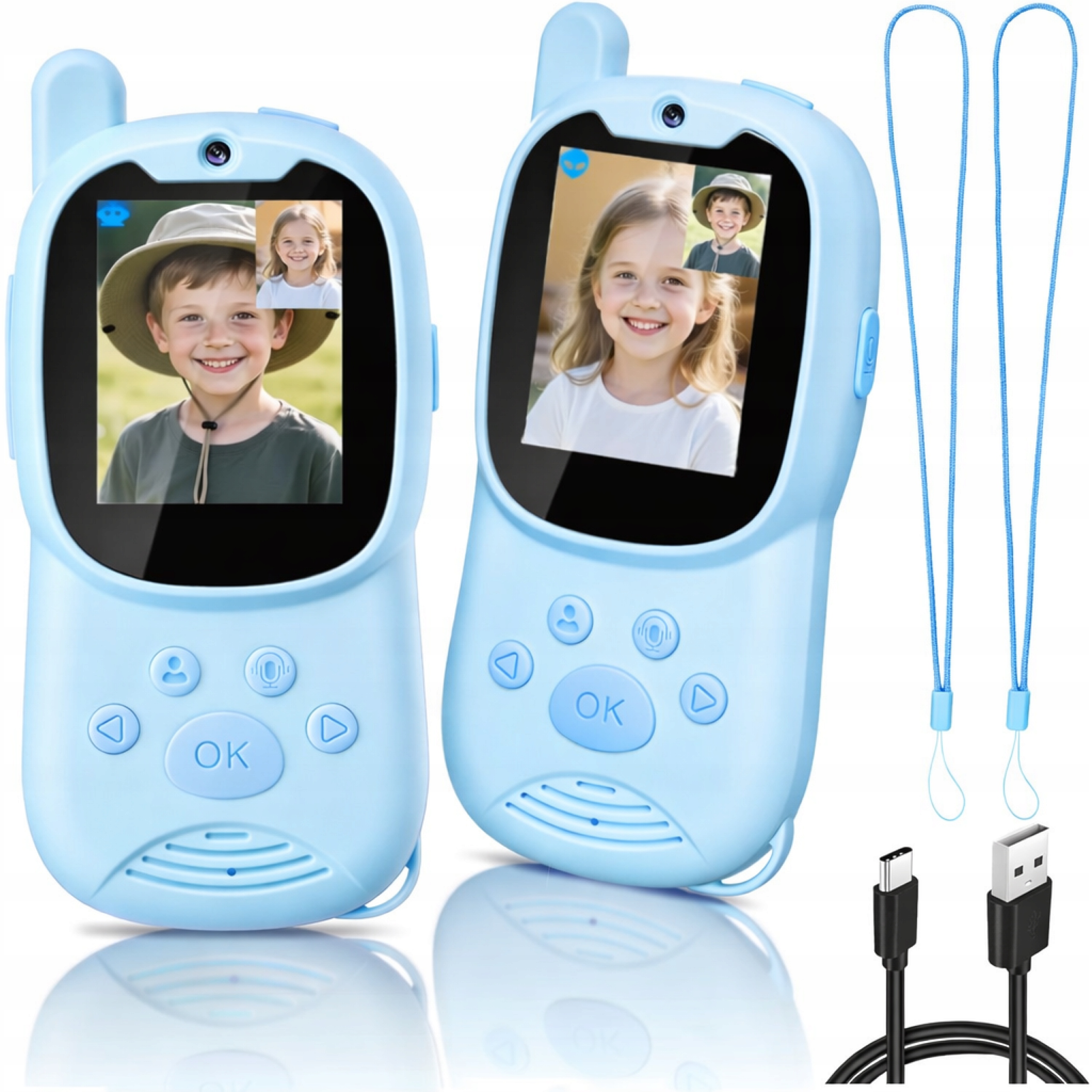 2x WALKIE TALKIE DLA DZIECI ZESTAW 2 KRÓTKOFALÓWKI ŁOKI TOKI 2 SZT Z KAMERĄ