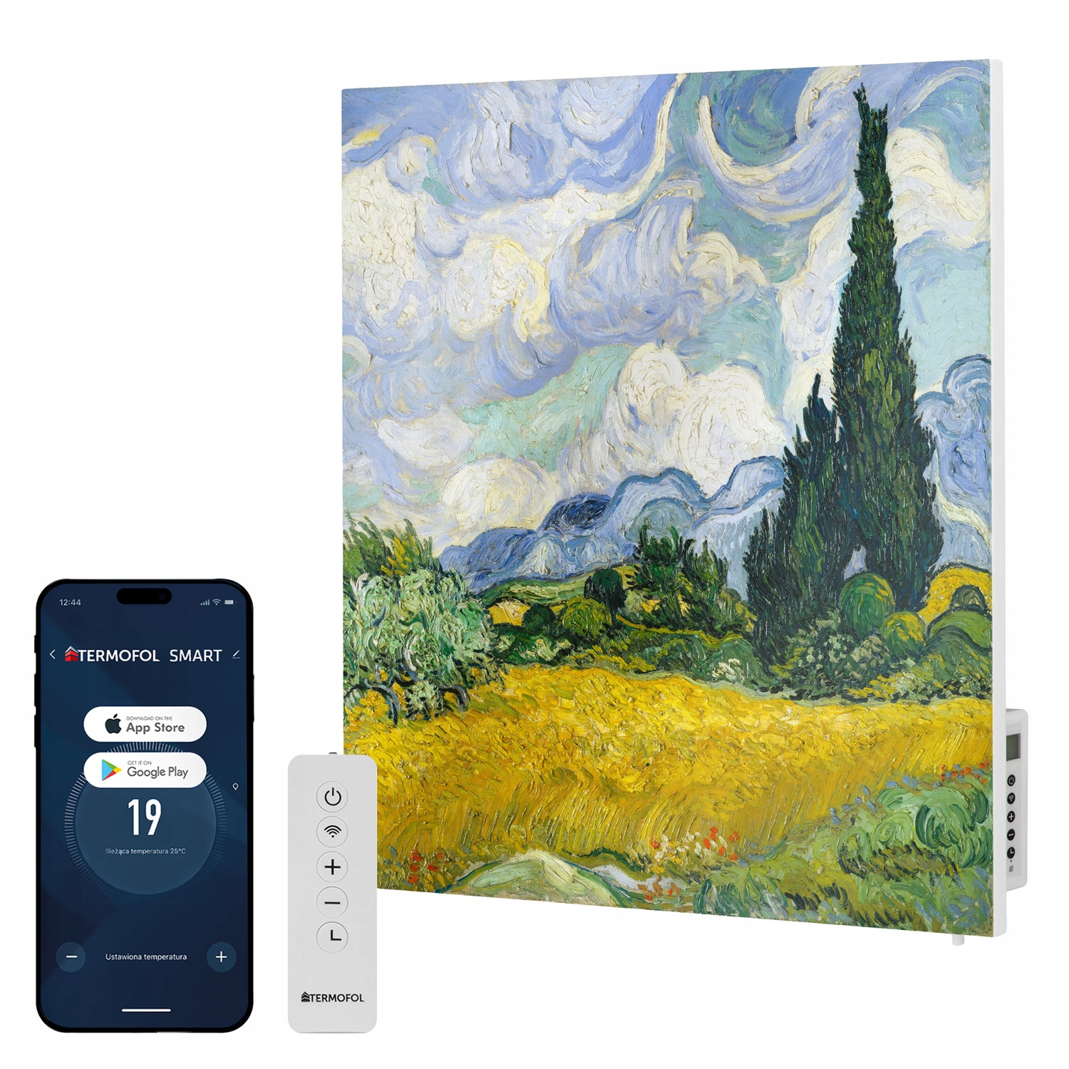Infračervený ohrievač obraz Pšeničné pole 350 W 60x60 cm WiFi