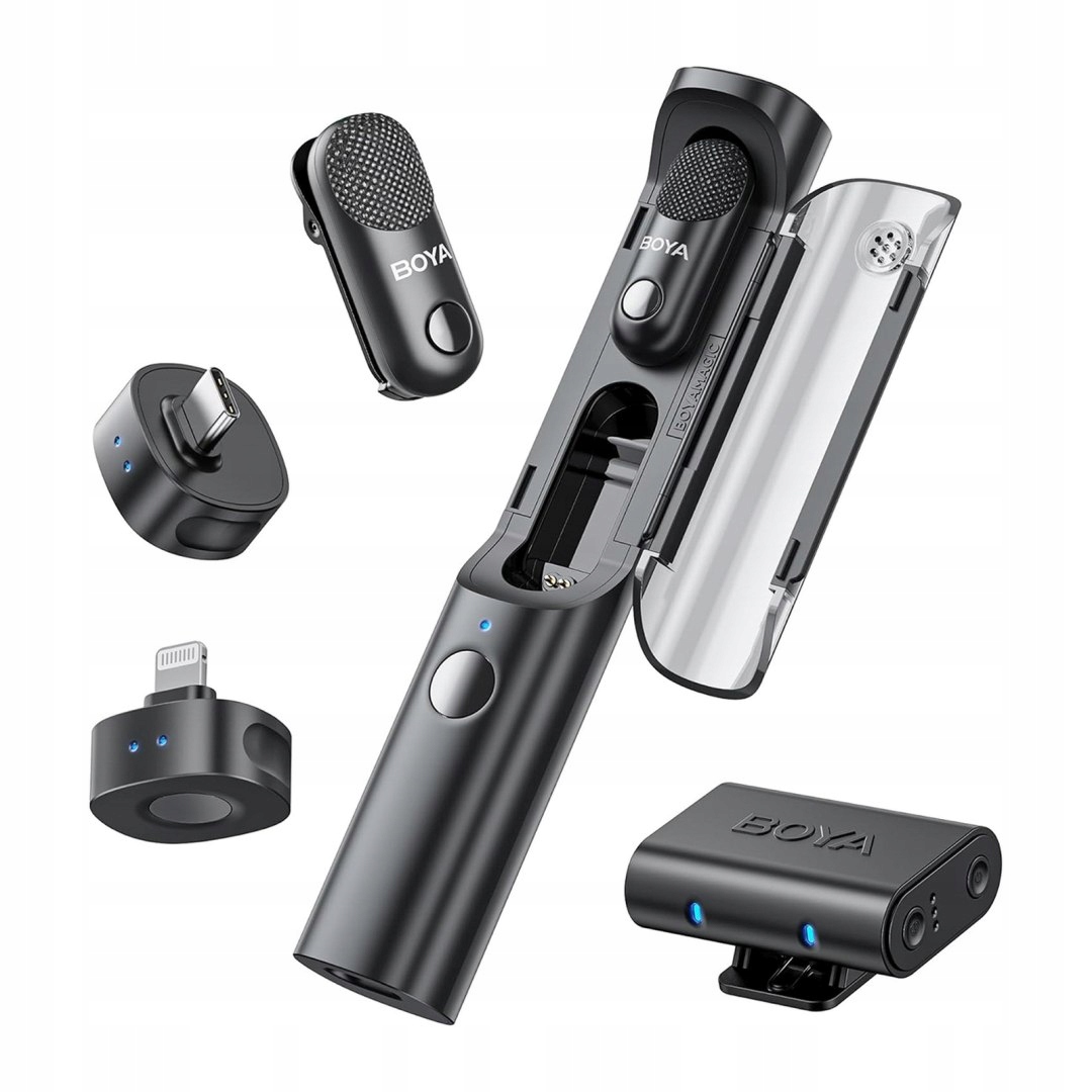 Zestaw mikrofonów bezprzewodowych 4w1 2.4GHz Usb-c MAGIC-02 czarny