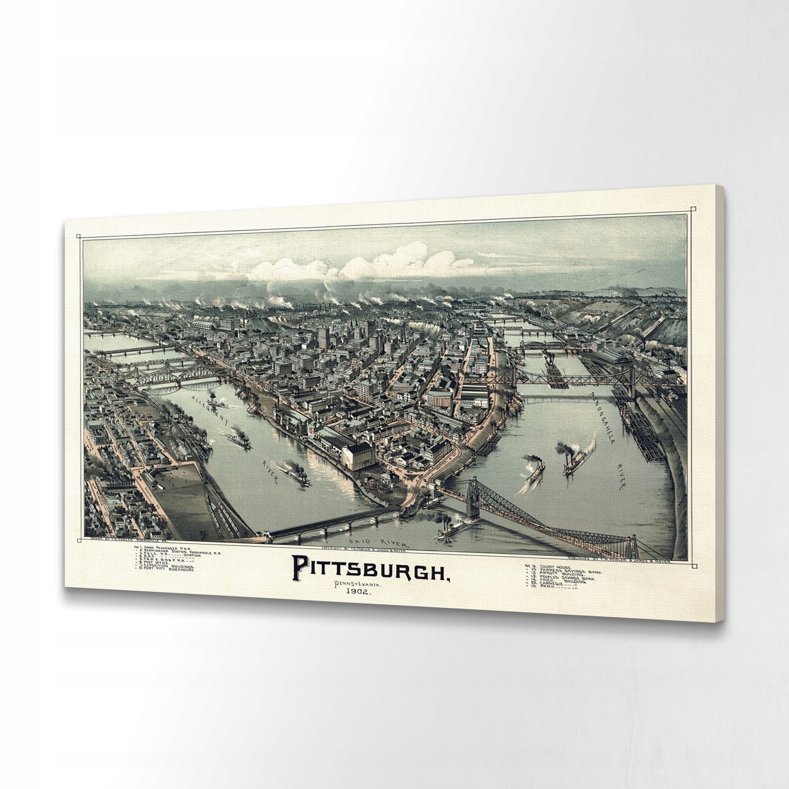 Obraz canvas 60x40 Mapa Pittsburghu v Pensylvánii
