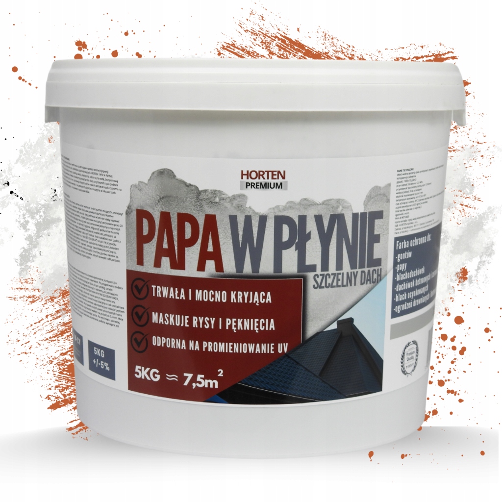 PAPA W PŁYNIE SZCZELNY DACH FOLIA DACHOWA W PŁYNIE HORTEN CEGLASTY 5 KG