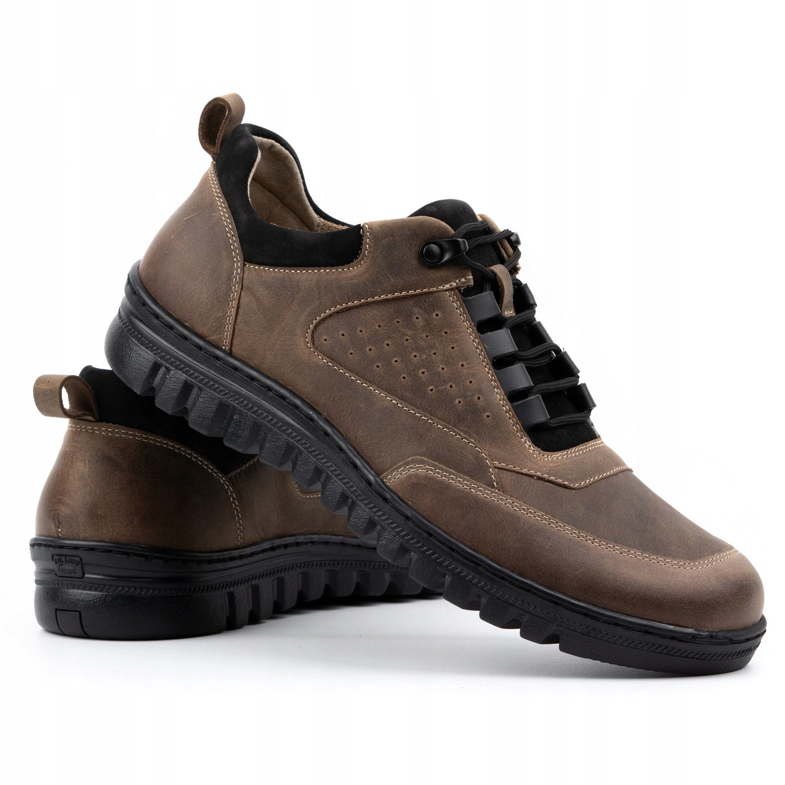 Pánské ležérní kožené sportovní šněrovací boty Polské 0228W hnědé 41