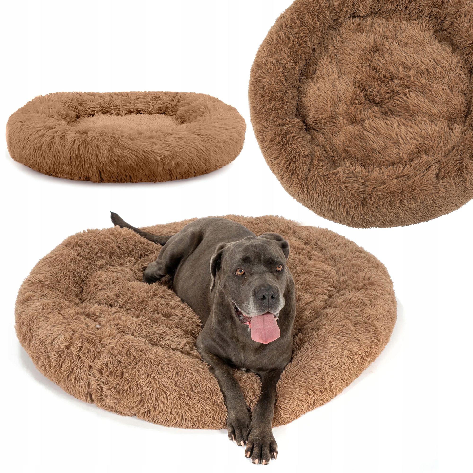 Levně Pelíšek Pro Psa Kočku Měkké Polštář Potah Donut Hnědé L 100 x 100 cm
