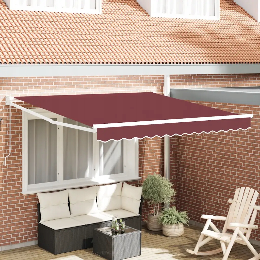 vidaXL Ručně zatahovací markýza burgundská 300 x 250 cm