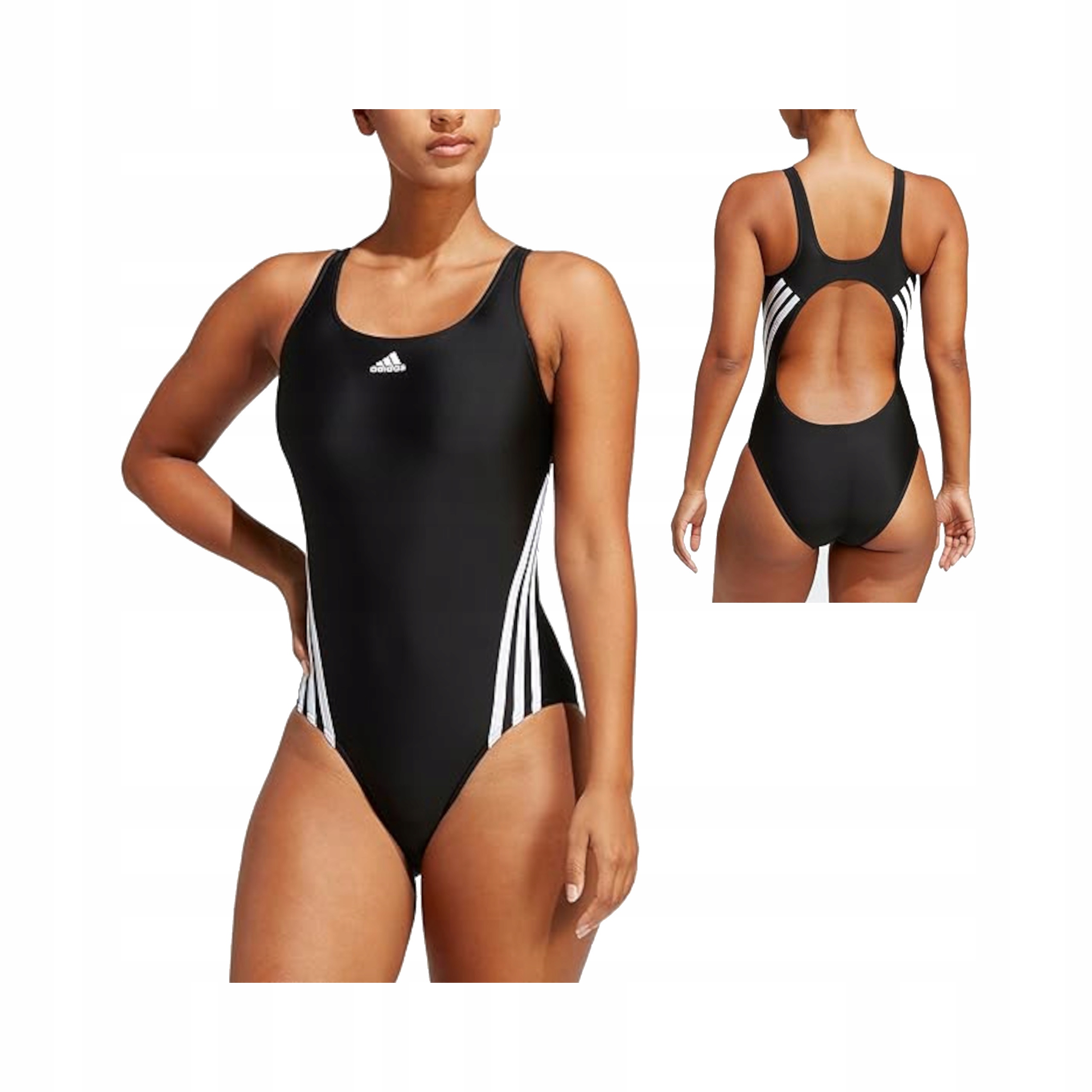 ADIDAS DAMSKI STRÓJ KĄPIELOWY 3 STRIPES IB5986 BLACK/WHITE ROZMIAR 38