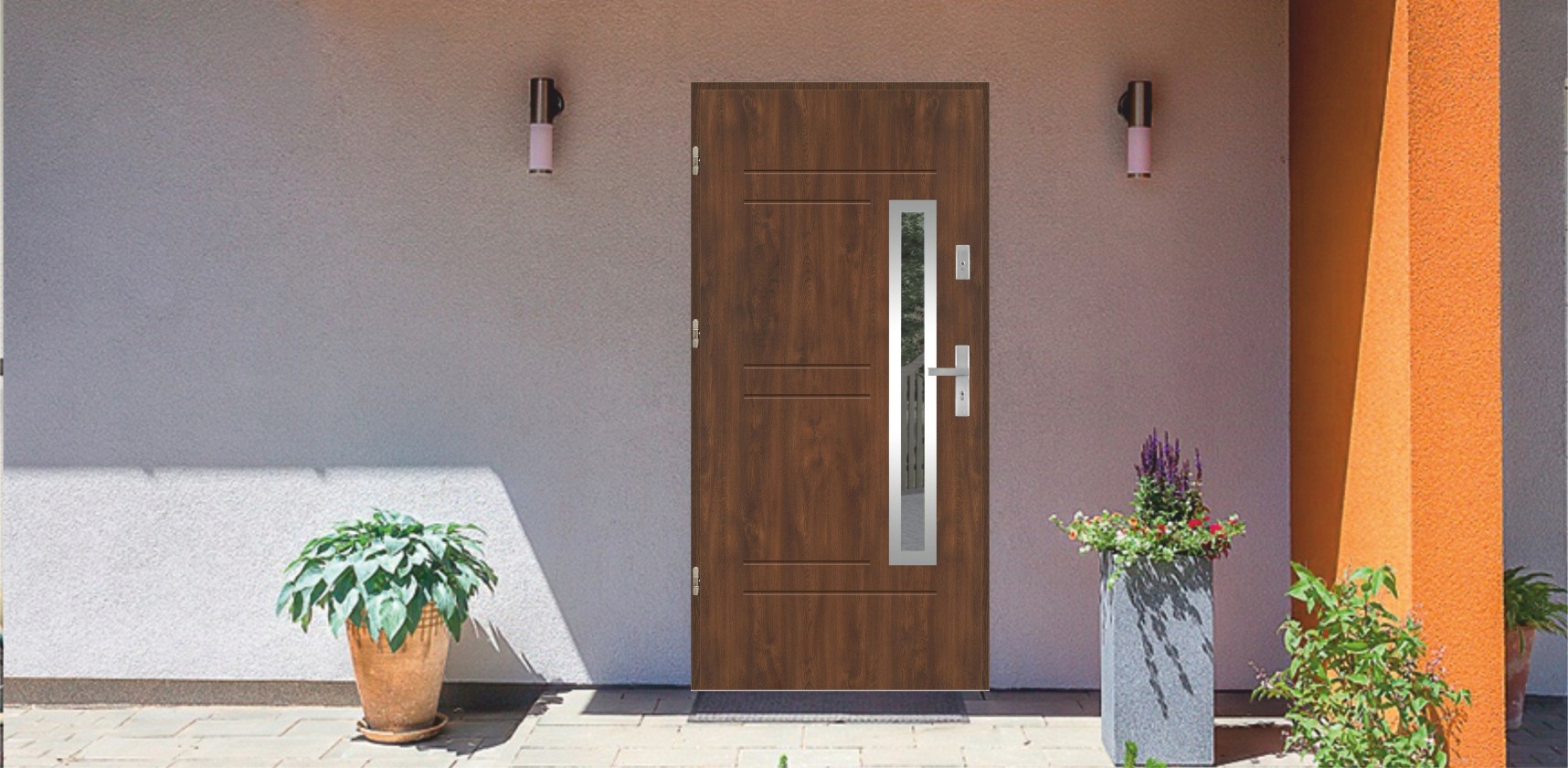 Drzwi wejściowe GEREDA 55mm GALA 87 INOX Orzech Lewe 90 na zewnątrz Marka PolskieDrzwi