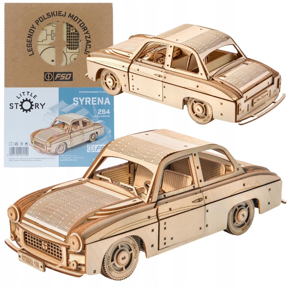 Little Story Drewniane Puzzle Model 3D - Auto Samochód FSO Syrena 105