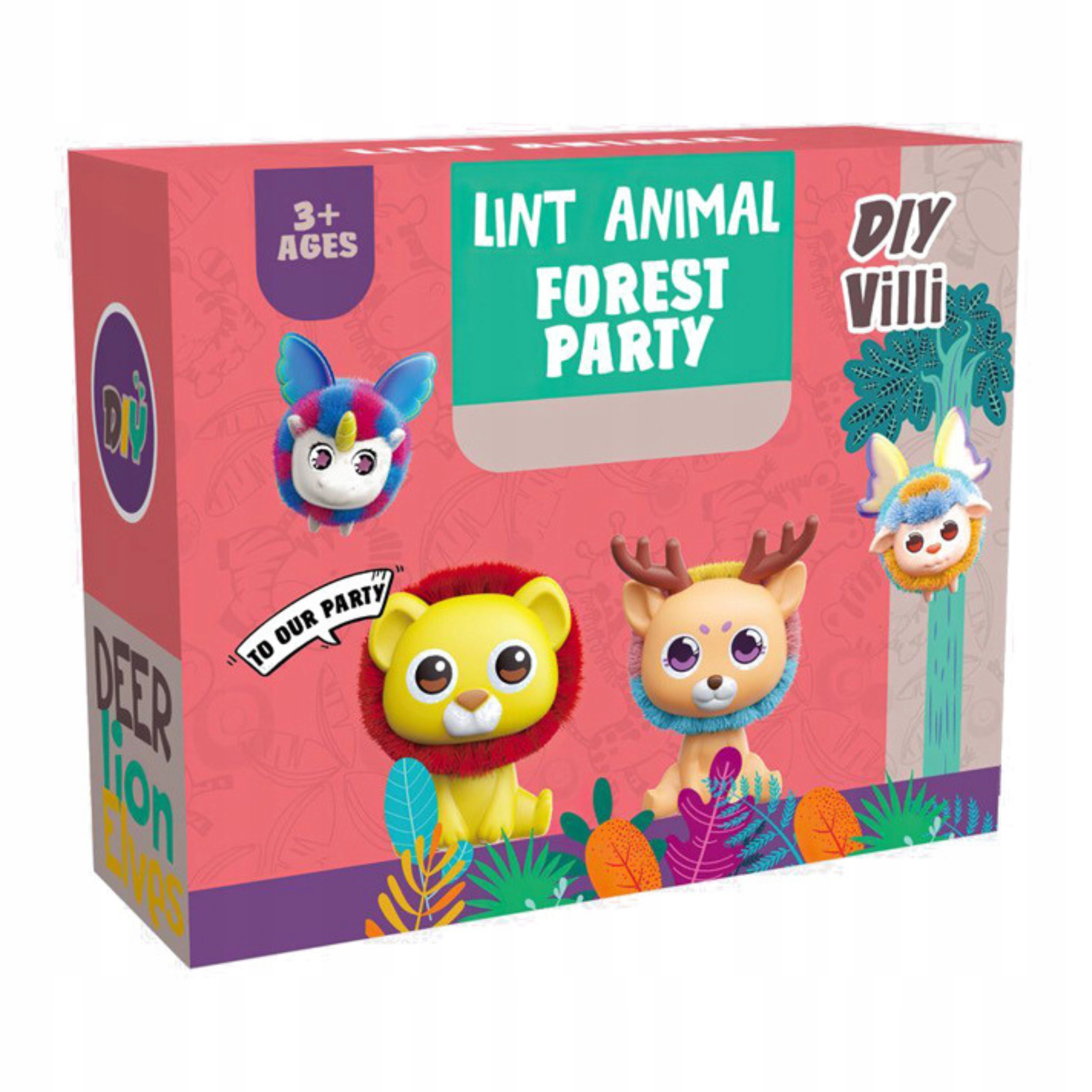 ZESTAW DIY MASKOTKA PLUSZAK RENIFEREK ZRÓB TO SAM Materiał karton plastik sznurek tkanina