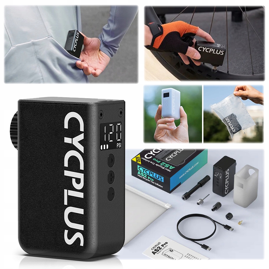 Велосипедный насос электрический мини-компрессор для велосипеда Cycplus AS2 Pro