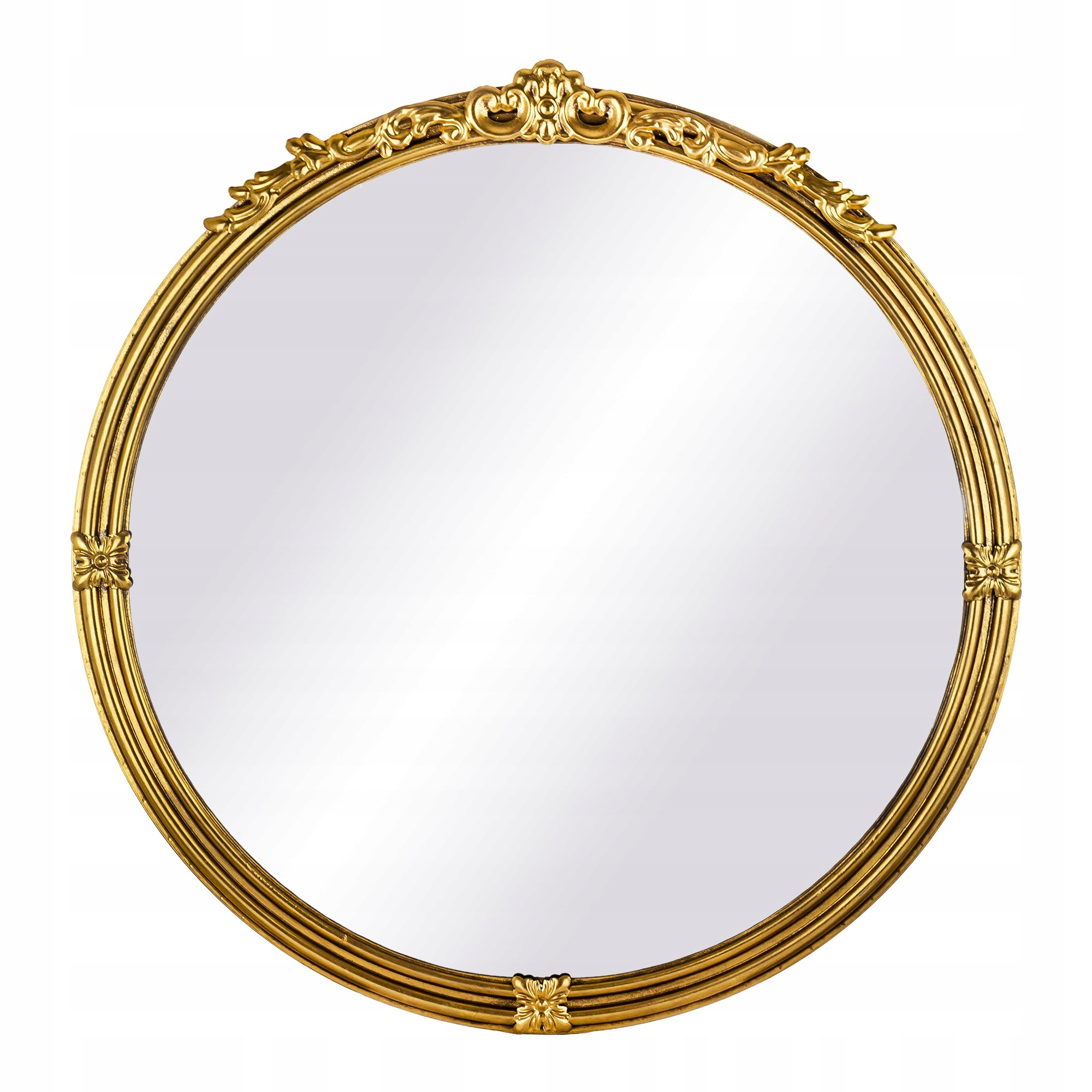 Štýlové klasické okrúhle glamour zrkadlo v zlatom ráme 92 cm