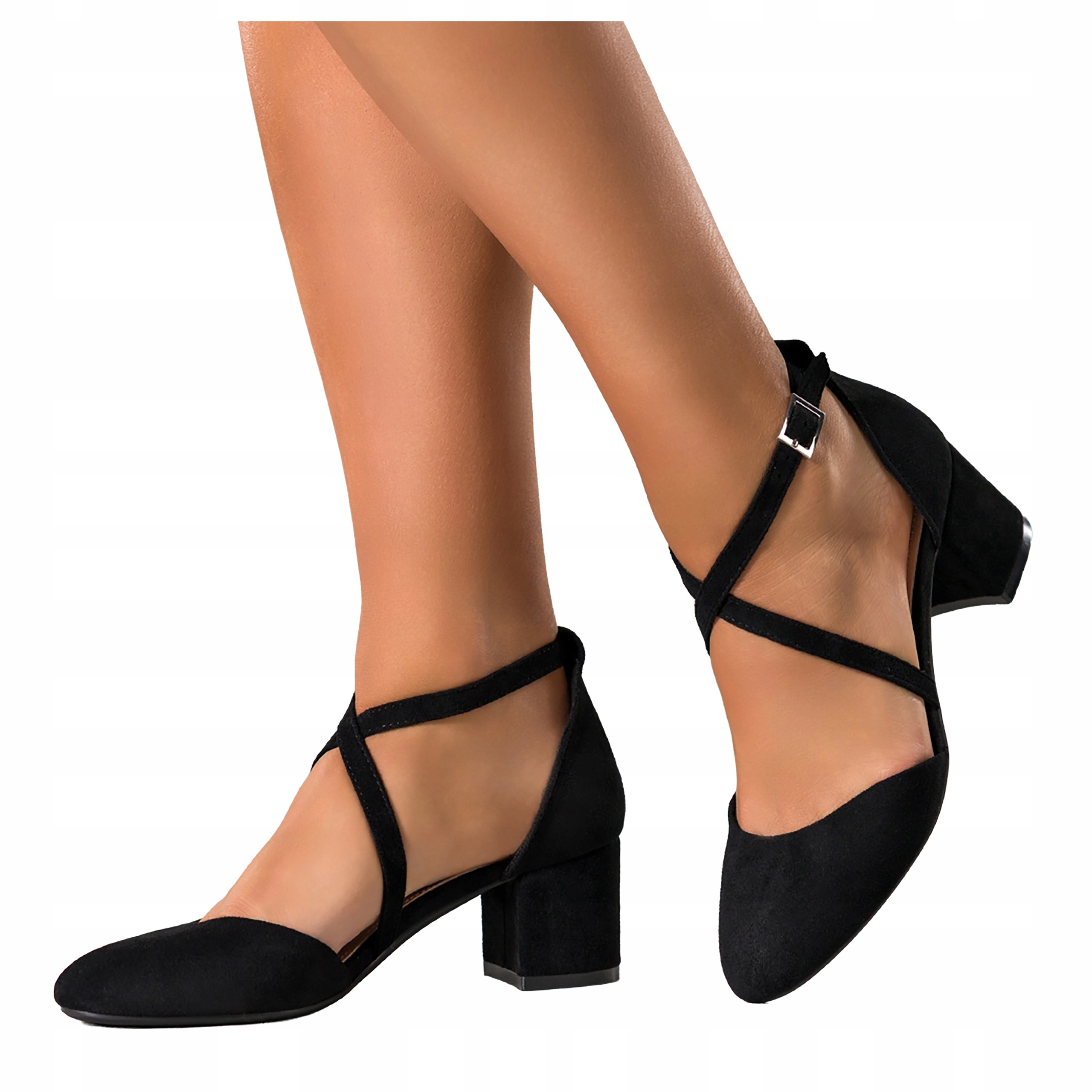 Černé Lodičky Dámské Široký Sloupek Pásky na kříž Pohodlné Módní vel 40