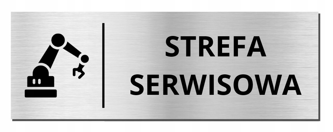 TABLICZKA NA DRZWI - STREFA SERWISOWA | 20x7 cm | srebrna