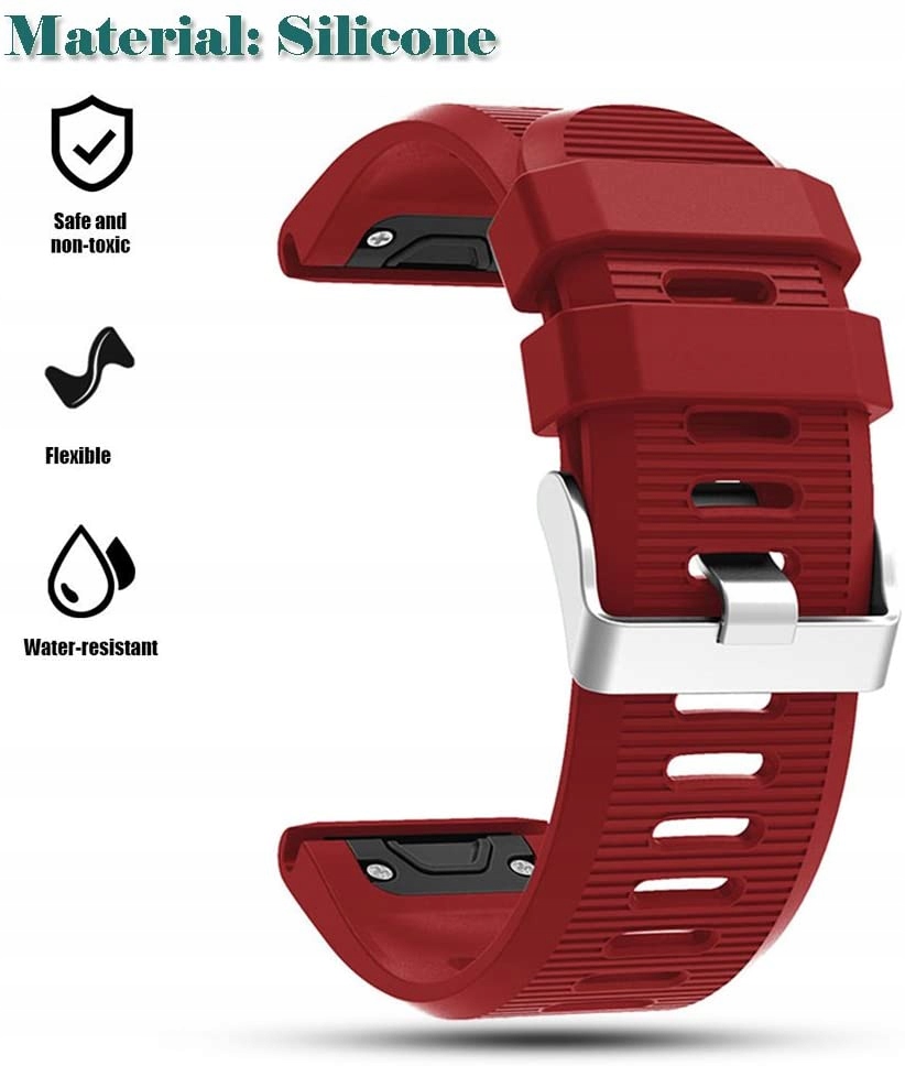 BORDOWY Silikonowy Pasek Garmin FENIX 5X PLUS Materiał paska guma