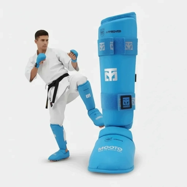 Ochraniacze piszczeli i stóp Karate Wkf Approved roz. S Blue Mooto