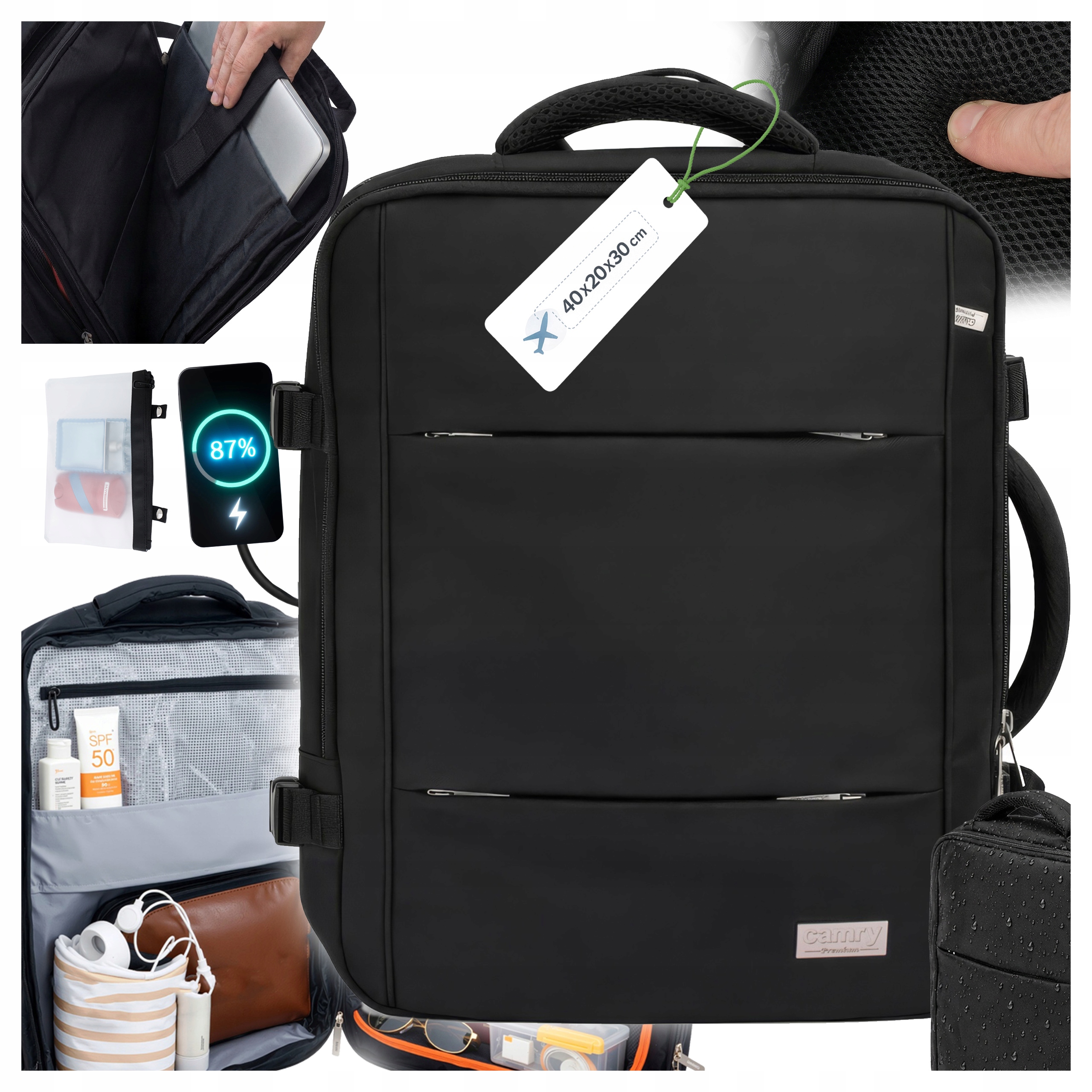 Plecak do Samolotu Bagaż Podręczny Ryanair Torba Podróżna Wizzair 40x30x20