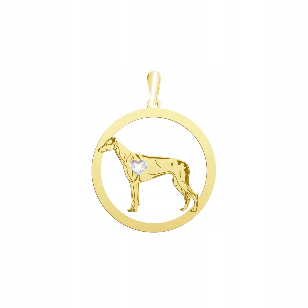 Zlatý přívěsek s psem Greyhound 925 Dárek Žena Věnování Gravírování