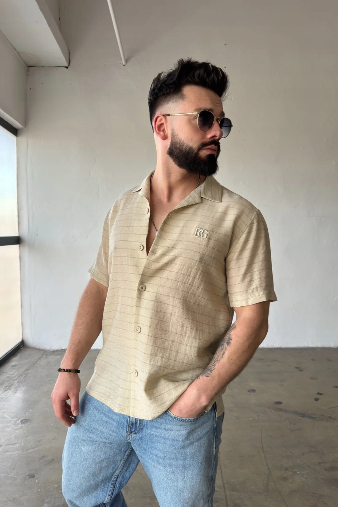 Pánská košile Bg Monsun béžová S