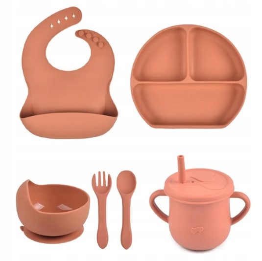 PIERWSZE NACZYNIA ZESTAW DO KARMIENIA DLA DZIECI SILIKONOWE NACZYNIA
