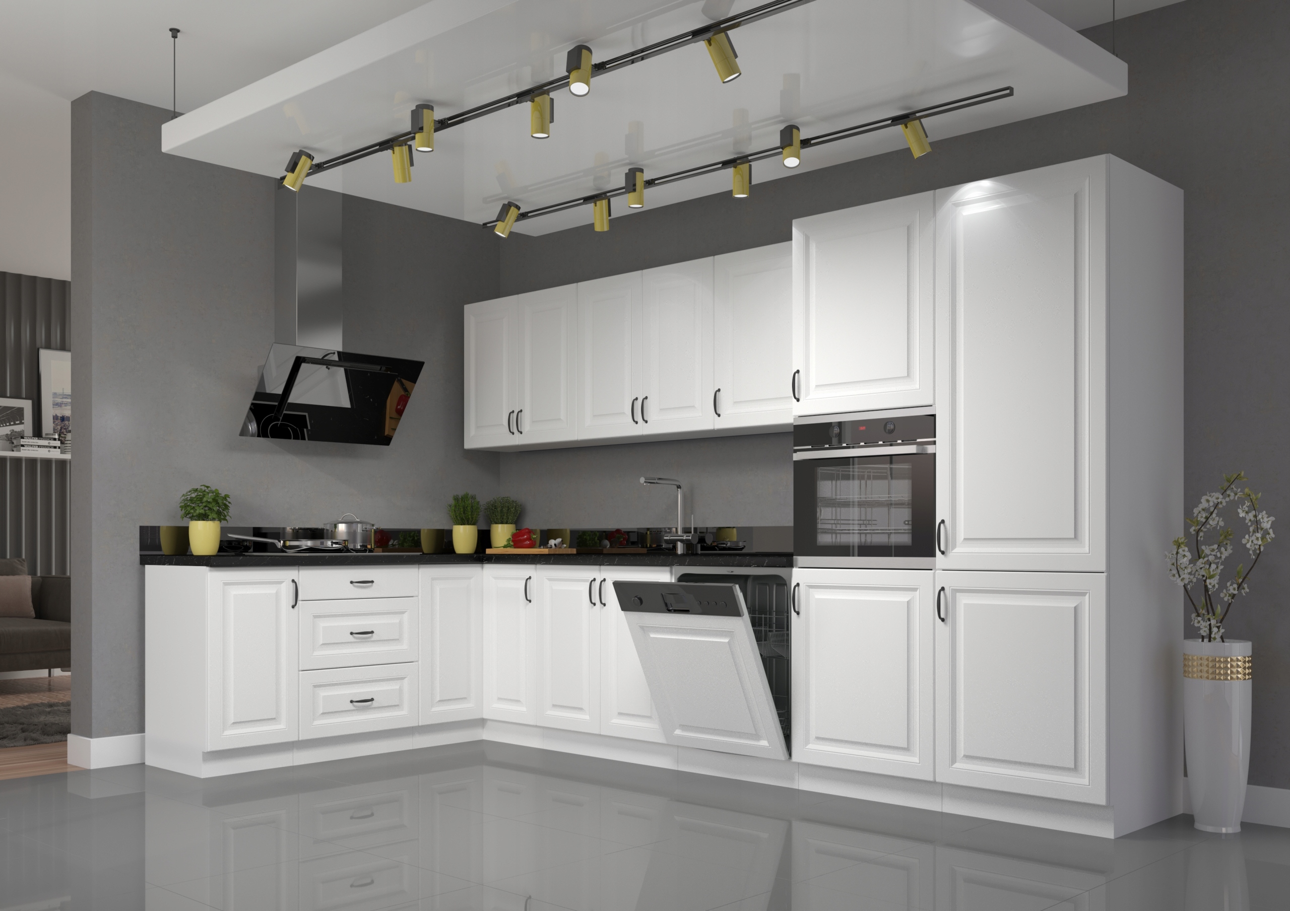 Szafka kuchenna witryna 40 grafit frezowana SPRING Głębokość mebla 31 cm