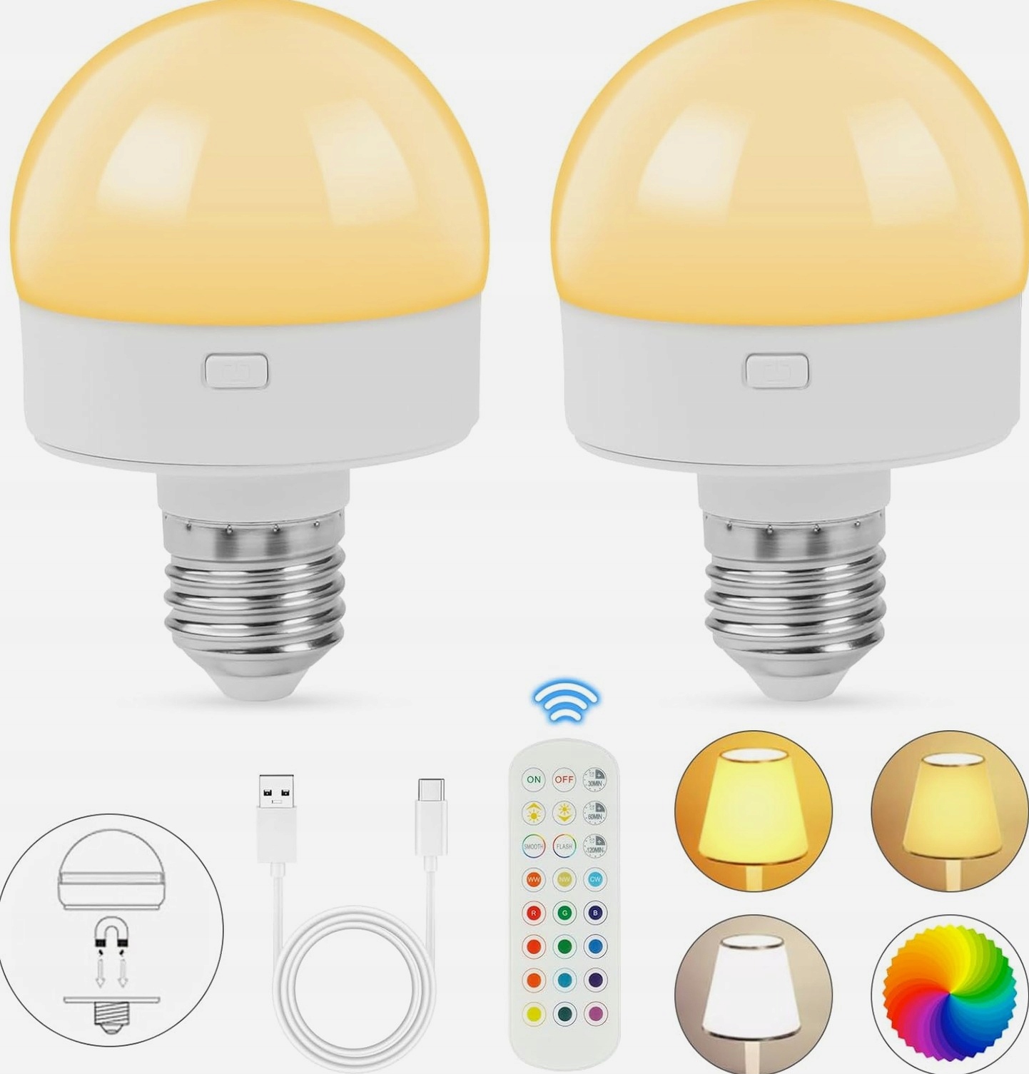 Żarówka Kolorowa Led, 2 Szt. Żarówka Led Zmieniająca Kolor E26, Kolorowa