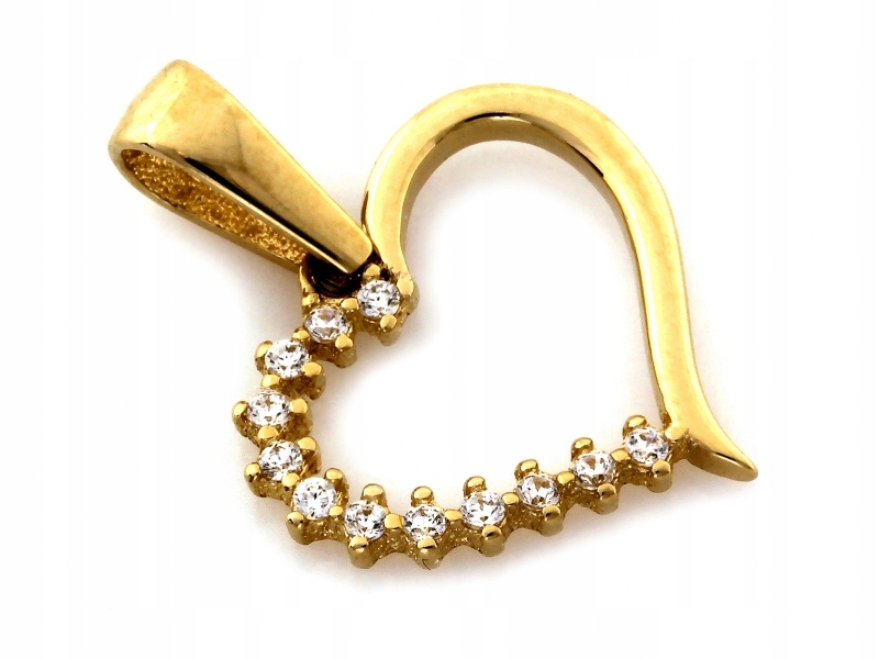 Přívěsek zlaté srdce 585 Srdíčko jako dárek s bílými zirkony 0.72 g