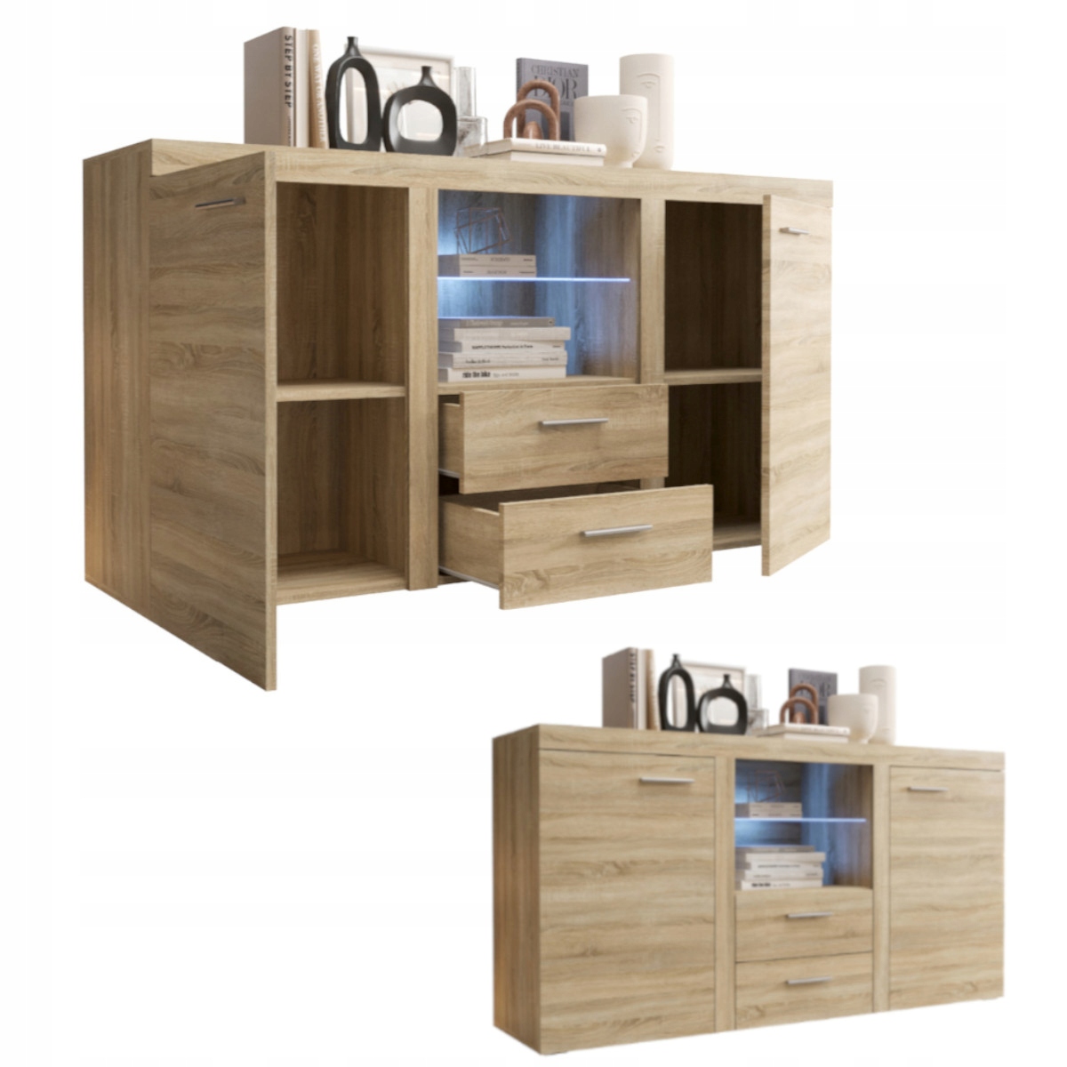 Klasická komoda do obývacího pokoje LRK5 156 cm Vitrína Regál zásuvky O-sofa