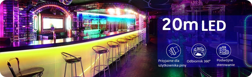 Taśma Pasek LED RGB DIY z Pilotem 2x10m Govee RGB LED Napięcie (V) 24V DC