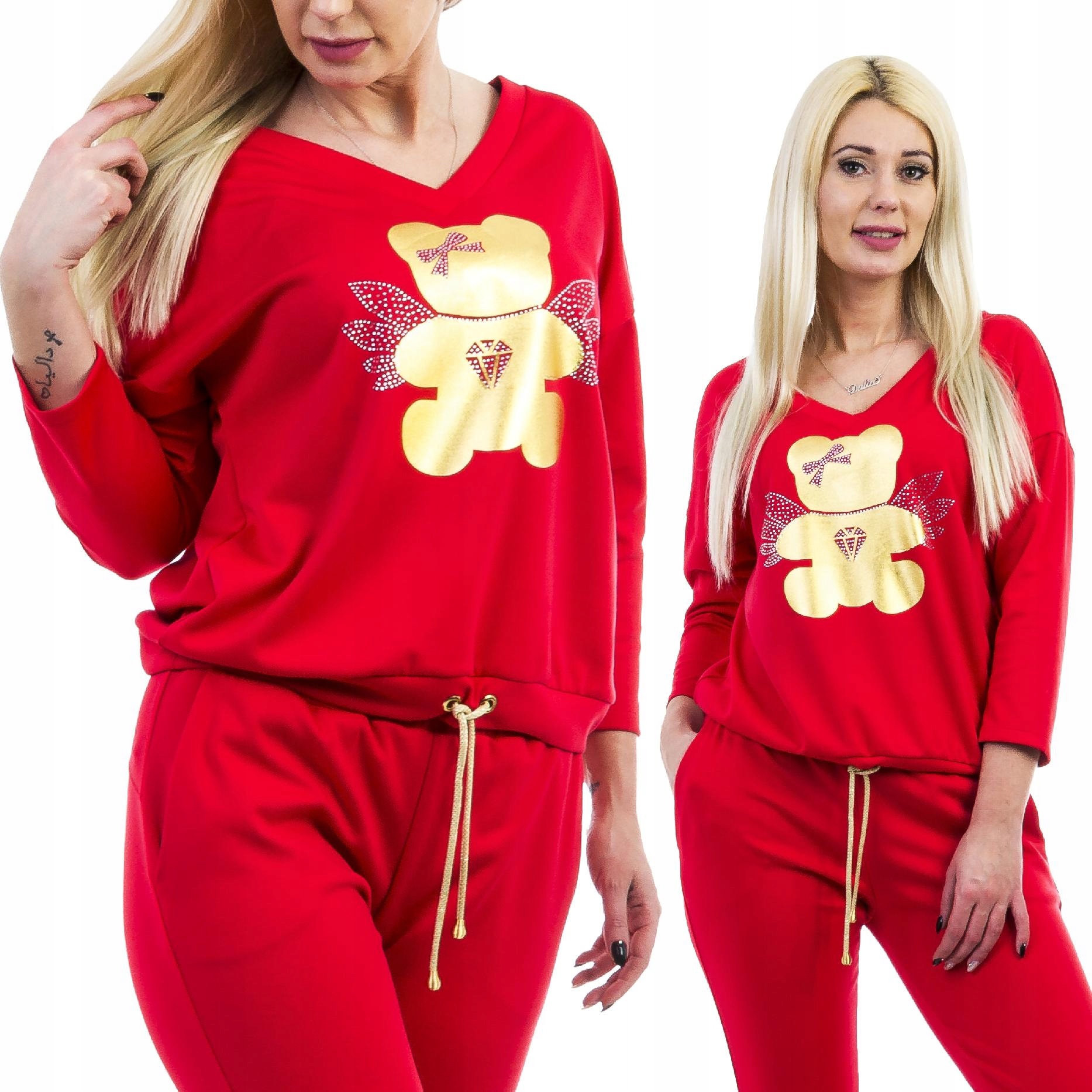 

M164 Bluza Wiązana Z Nadrukiem Czerwona r 40 (L)