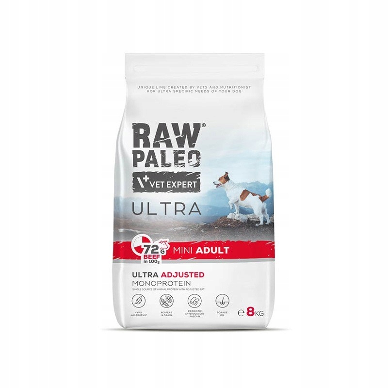 VetExpert Raw Paleo Ultra Beef Mini Adult – Krmivo pro psy – 8 kg