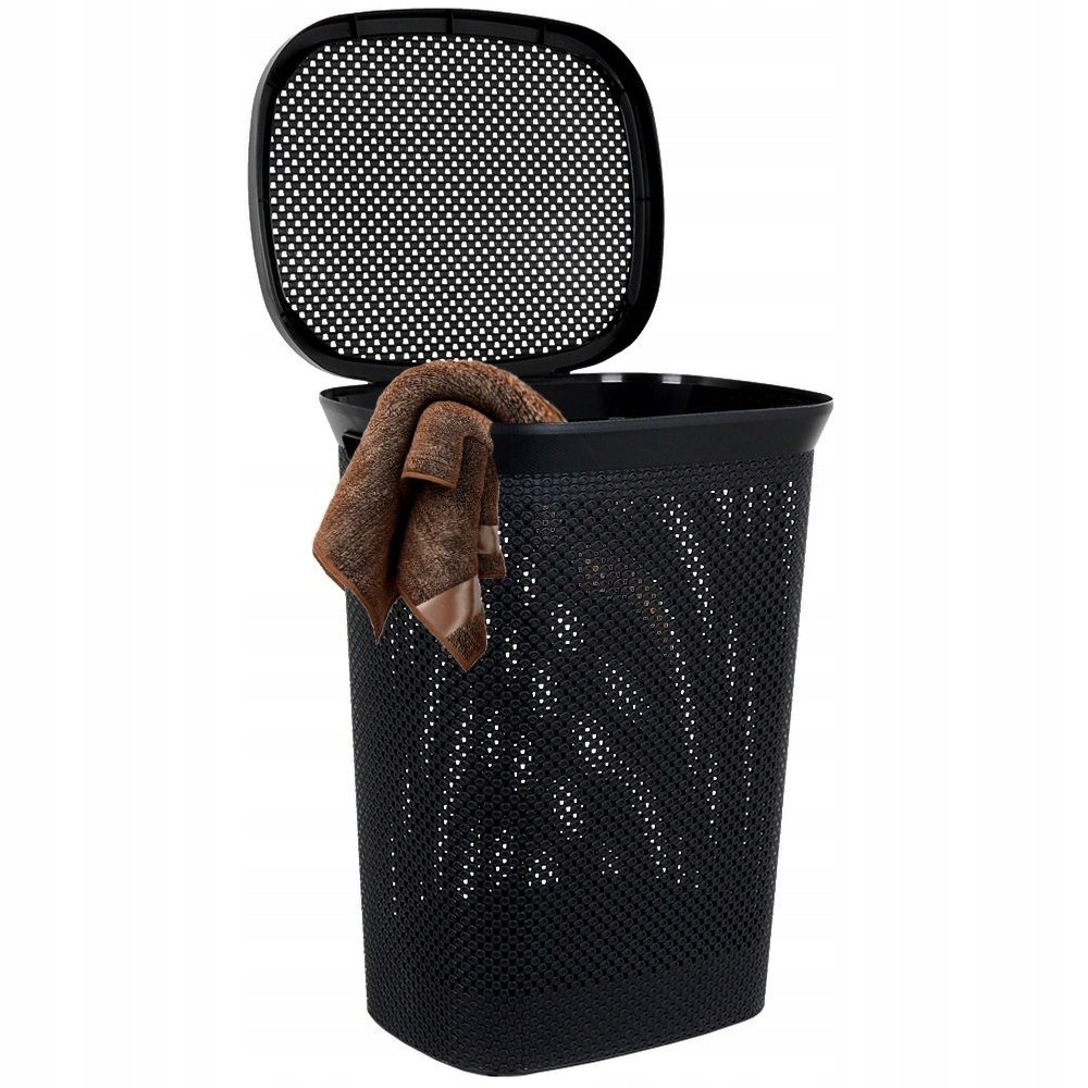 Koš na prádlo plastový, černý, 60 l