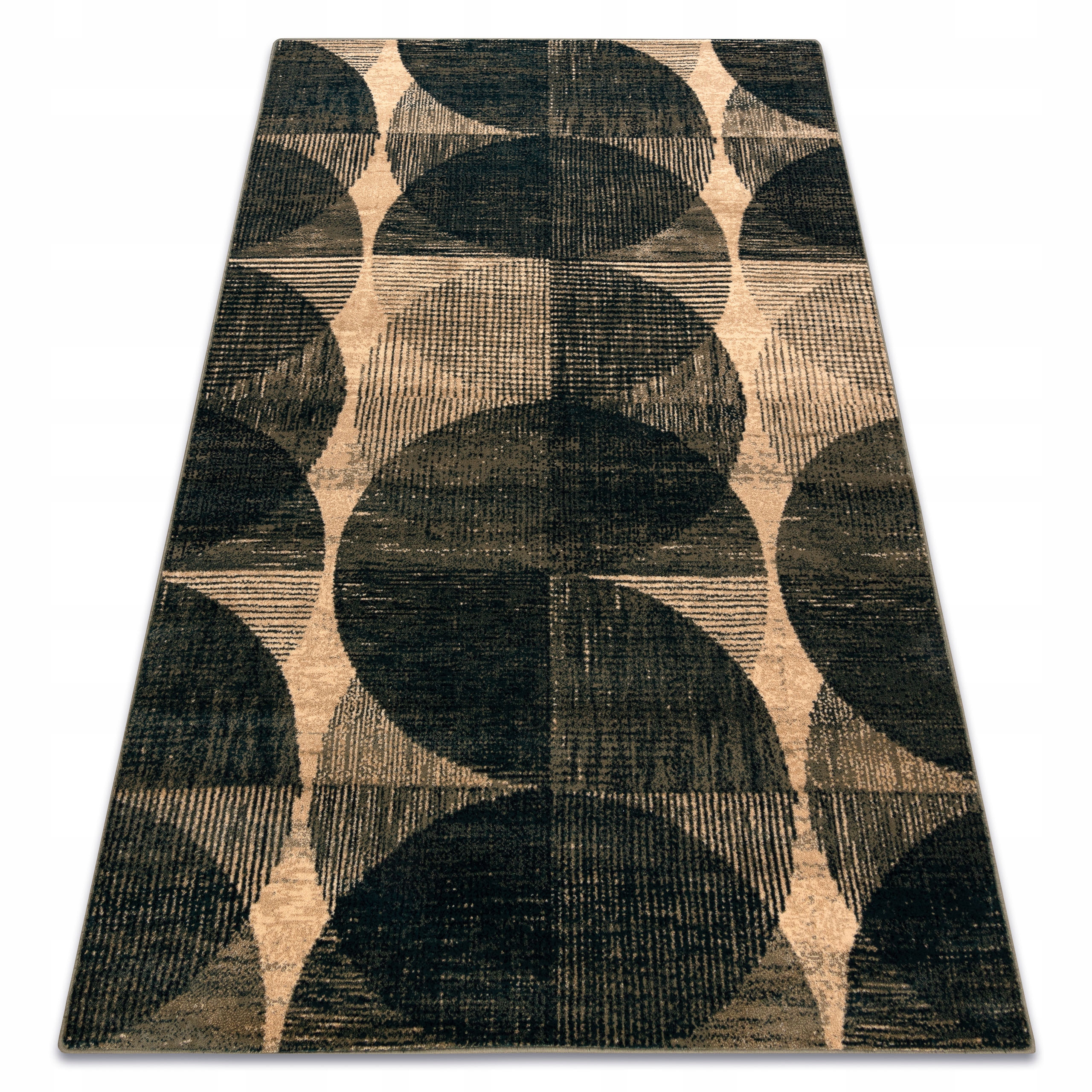 Dywan Do Salonu wełna Omega Fado zielony geometryczny Koła 170x235 cm