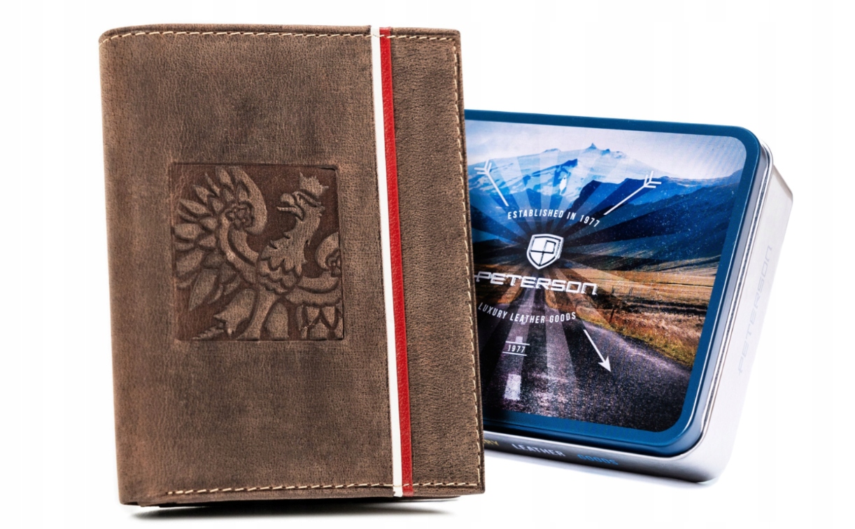Peterson portfel męski skóra naturalna patriotyczny Polska Rfid