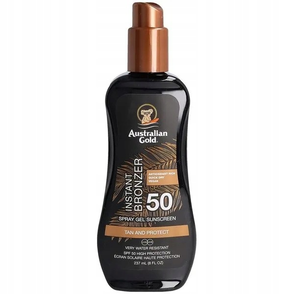 Australian Gold Instant Bronzer Spray Gel, gel ve spreji na opalování s bronzem
