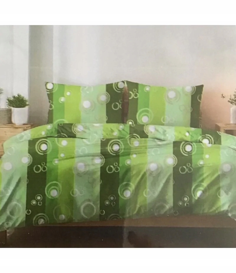 Pościel Z Kory 100% Bawełna 160x200cm 3cz Zielona, Bąbelki