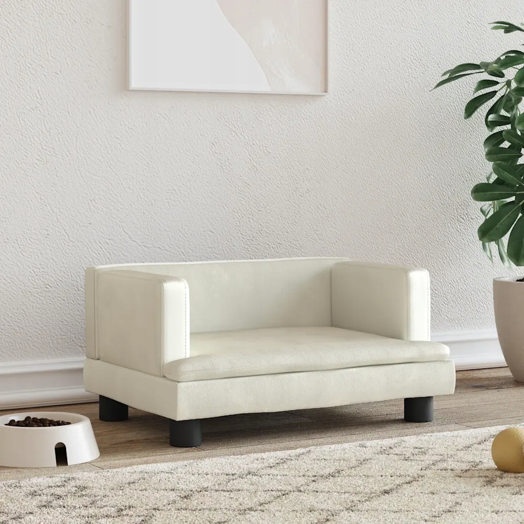 Levně Pelíšek pro psy krémový 60 x 40 x 30 cm samet Krémová 171912