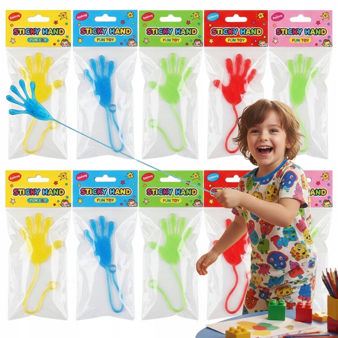 10x ŻELOWA ŁAPKA KLEJĄCA ZABAWKA GUMOLEPKI PACŁAPKA ŁAPKI ŻELOWE KLEJĄCE