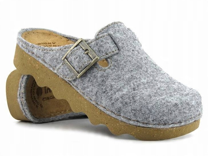 

Kapcie Damskie Inblu Poks Filcowe Wkł Skóra Korek