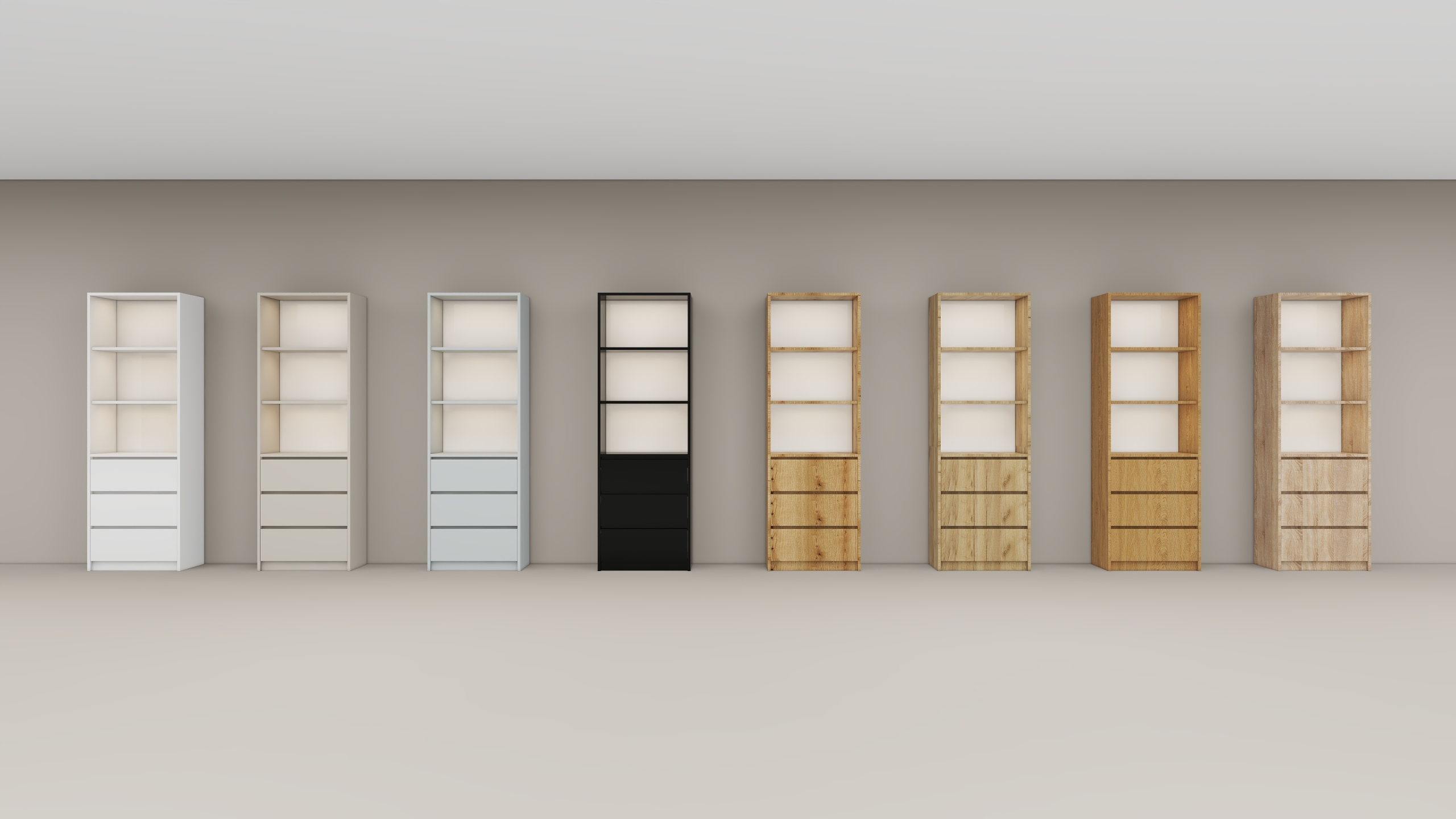 Elegancki Duży Regał z 3 Szufladami i półkami na książki DĄB SONOMA Liczba półek 2