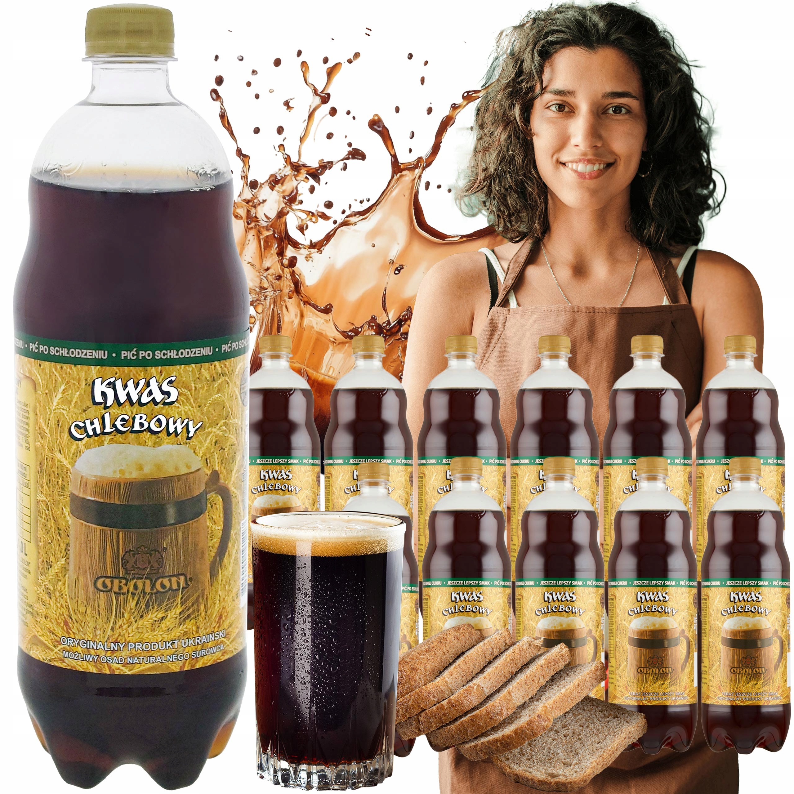 Levně Kyselina Chlebová Obolon 12x1L Ukrajina Tradiční Sycený Nápoj Přírodní