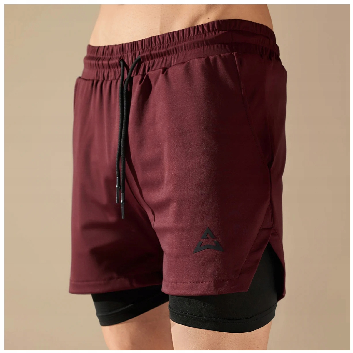 Allwear Spodenki 2w1 Burgundy XL Treningowe Na Siłownię Szybkoschnące