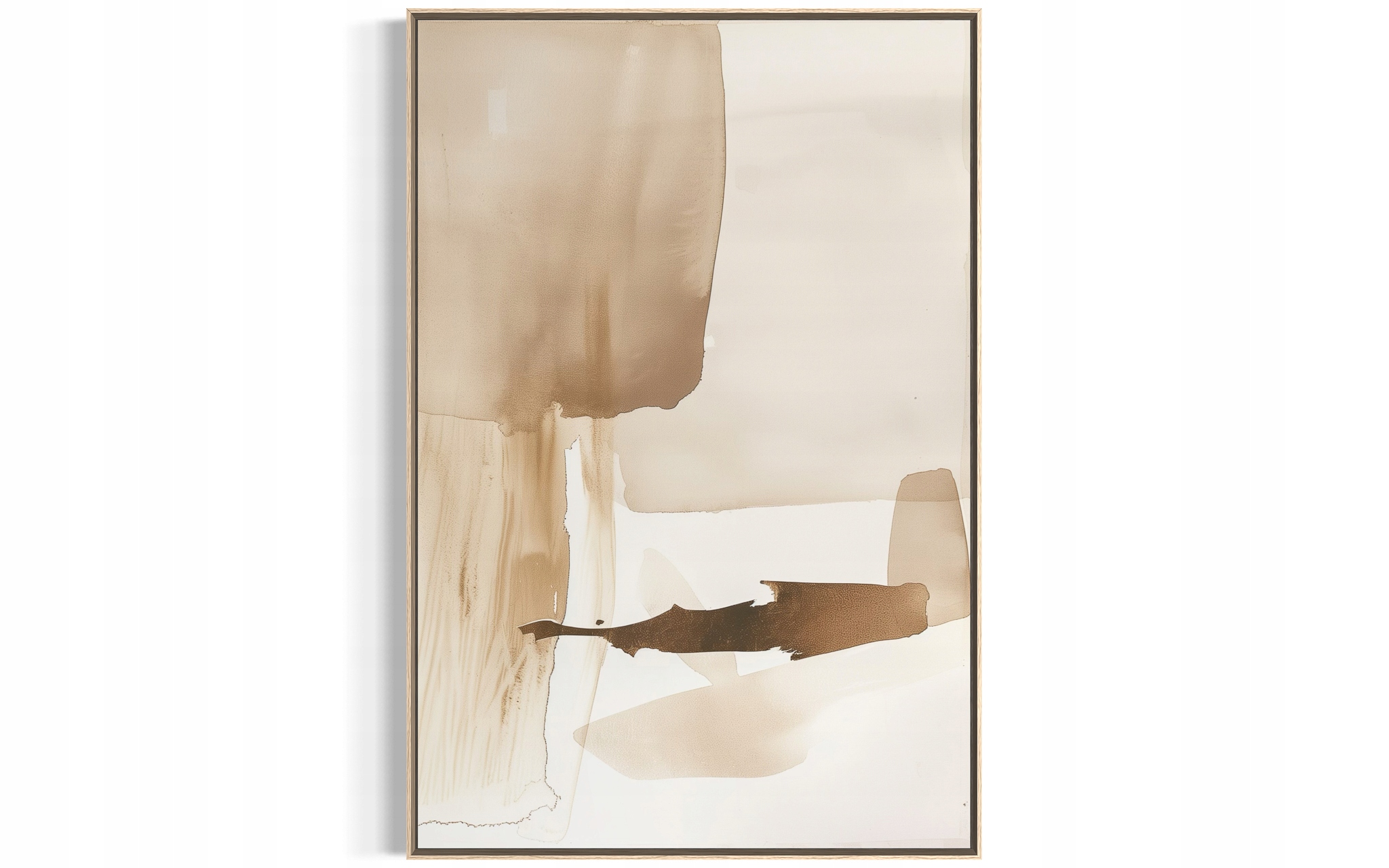 Obraz W Ramie Na Płótnie Stylowa drewniana Rama Japandi Beige 90x60