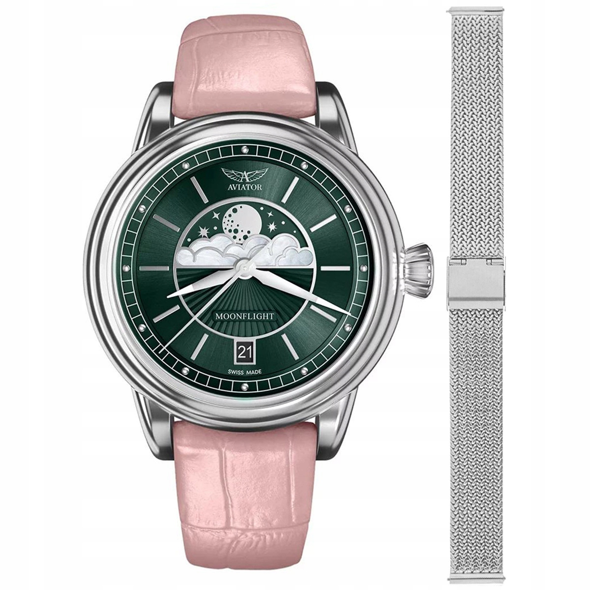 Dámské hodinky Aviator V.1.33.0.262.4PM-SET stříbrné