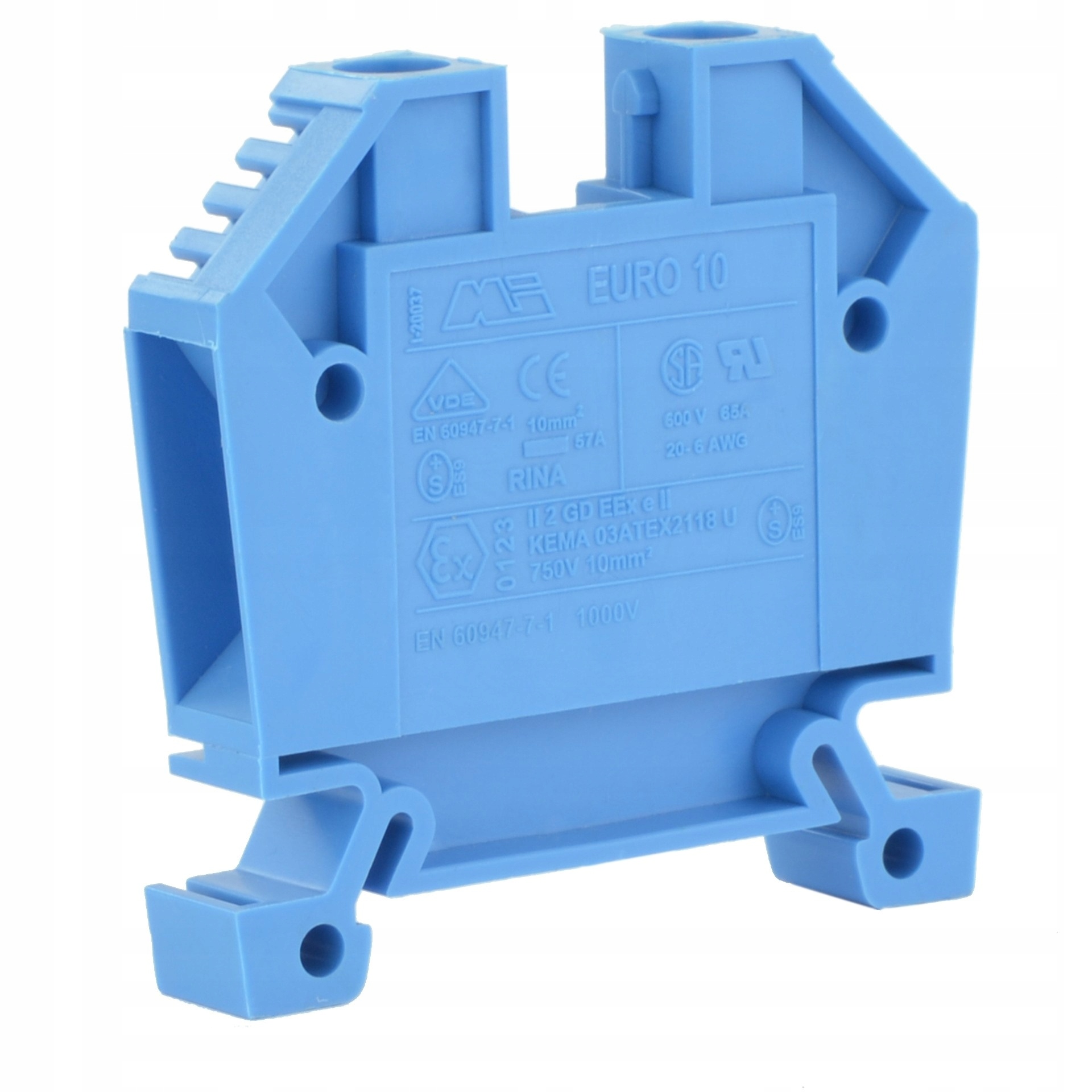 

Złączka na szynę TH35 10mm2 niebieska 43402 Bl